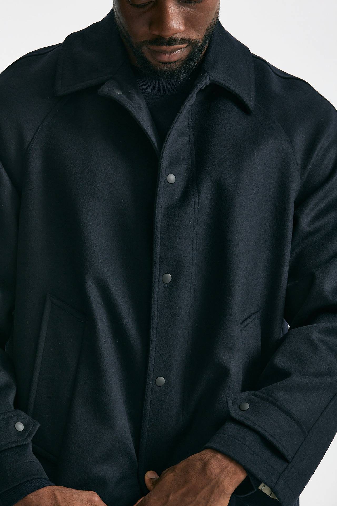 Cappotto monopetto in lana blu uomo Paltò - 5