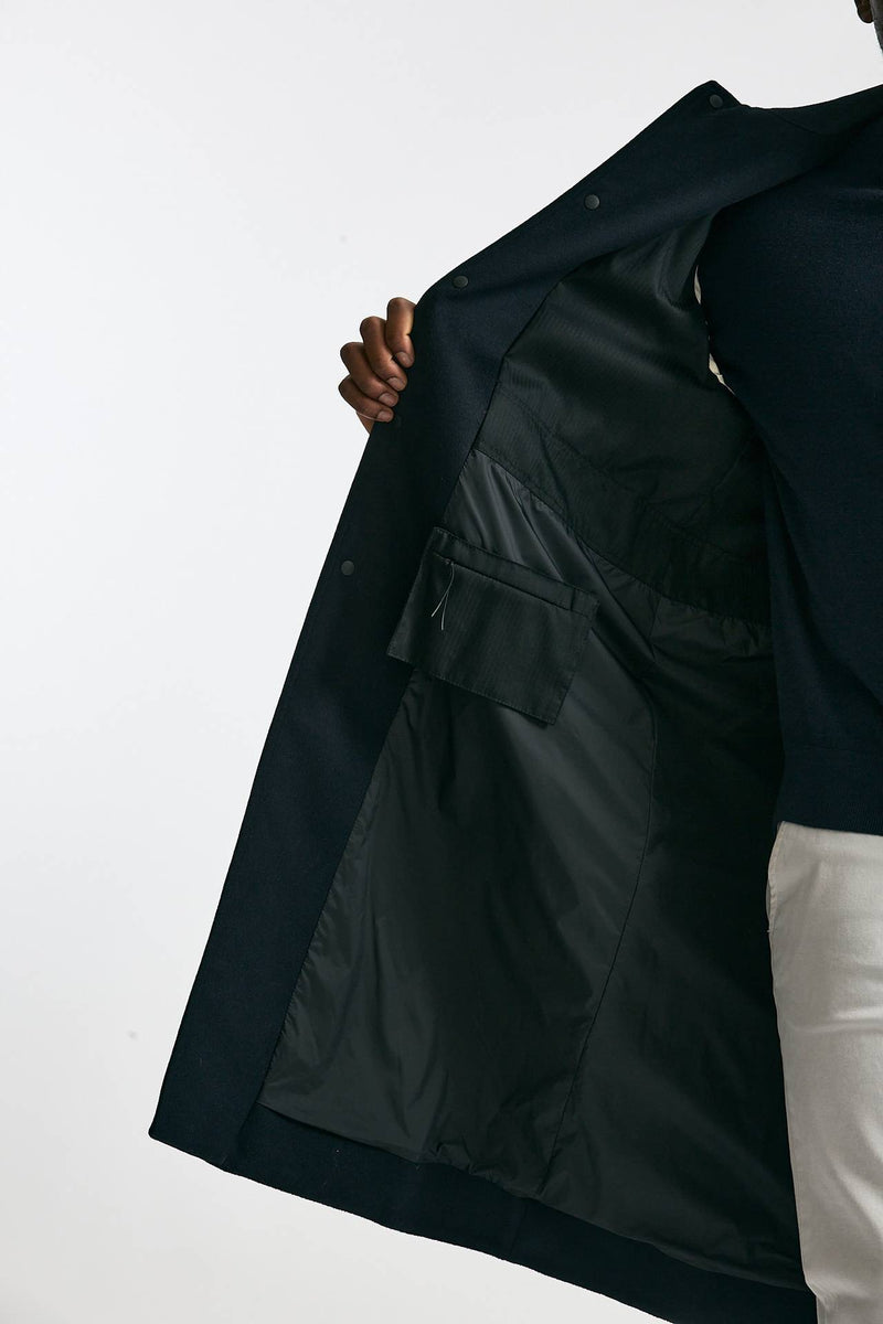 Cappotto monopetto in lana blu uomo Paltò - 9