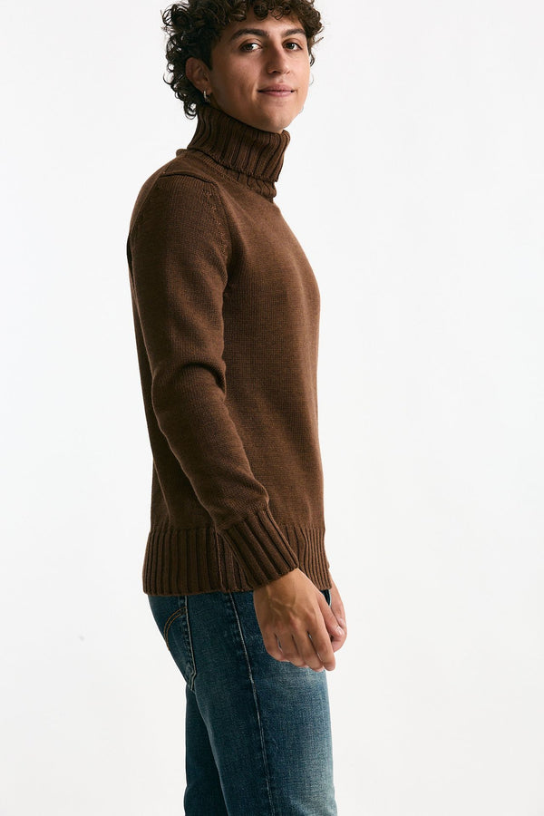 Dolcevita in lana marrone uomo ( p - s )