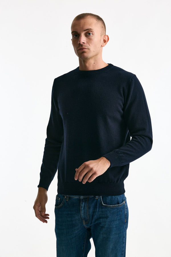 Maglia girocollo in cashmere blu uomo ( p - s )