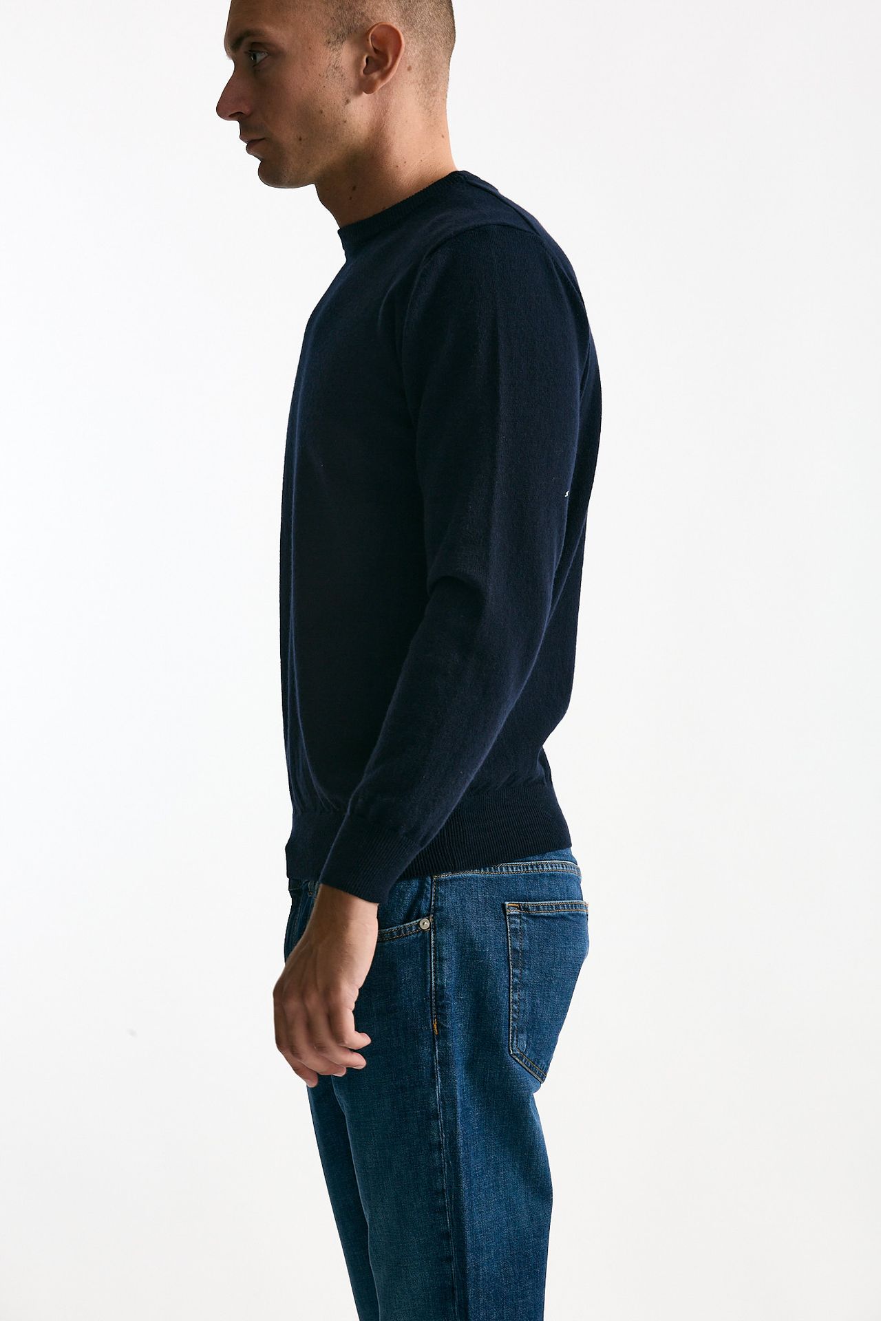 Maglia girocollo in cashmere blu uomo ( p - s ) - 1