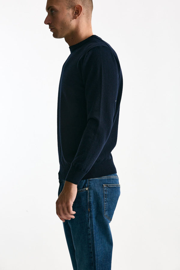 Maglia girocollo in cashmere blu uomo ( p - s )