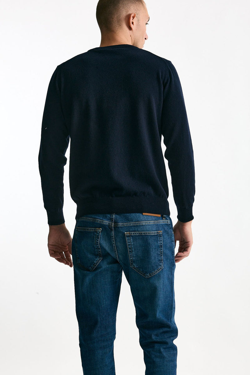 Maglia girocollo in cashmere blu uomo ( p - s ) - 3