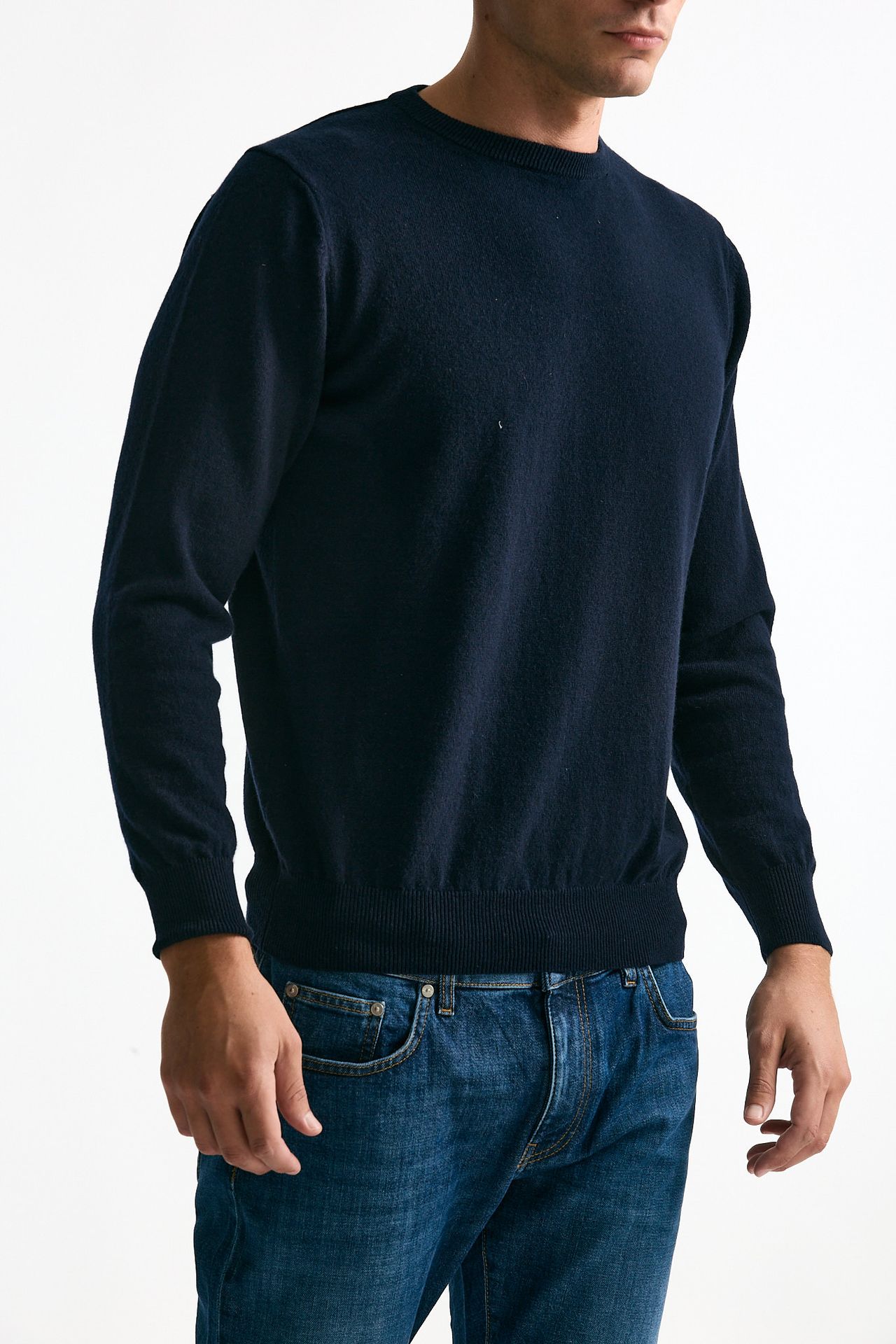 Maglia girocollo in cashmere blu uomo ( p - s ) - 4