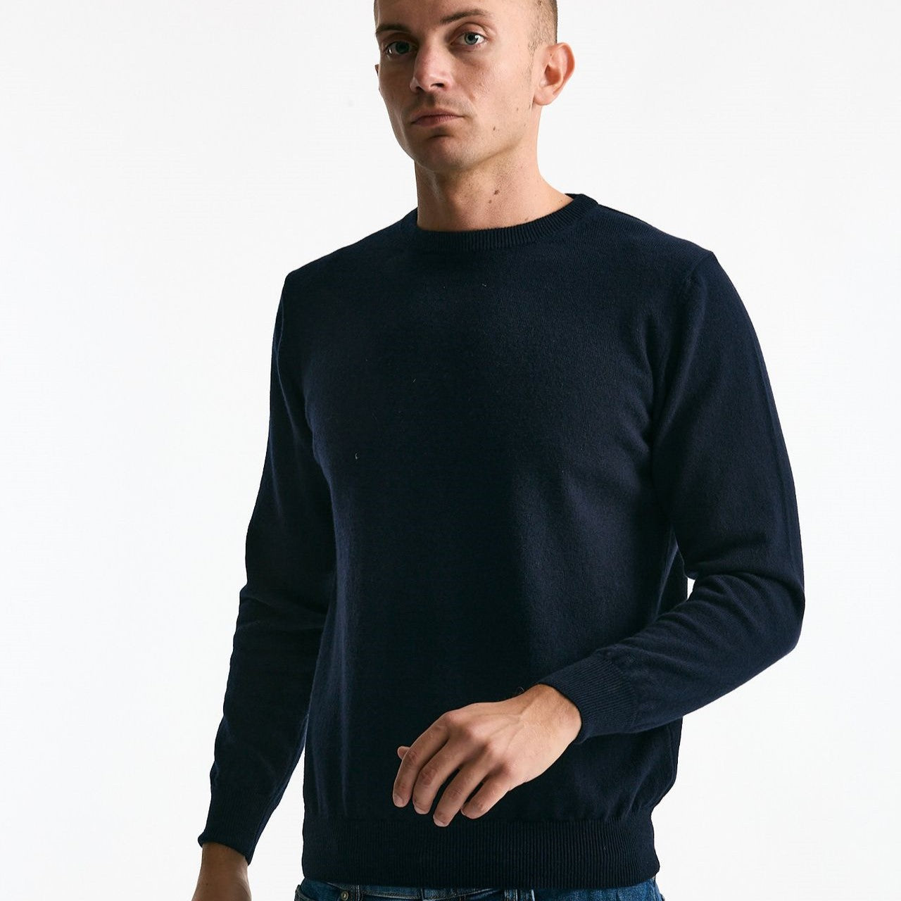 Maglia girocollo in cashmere blu uomo ( p - s ) - 6