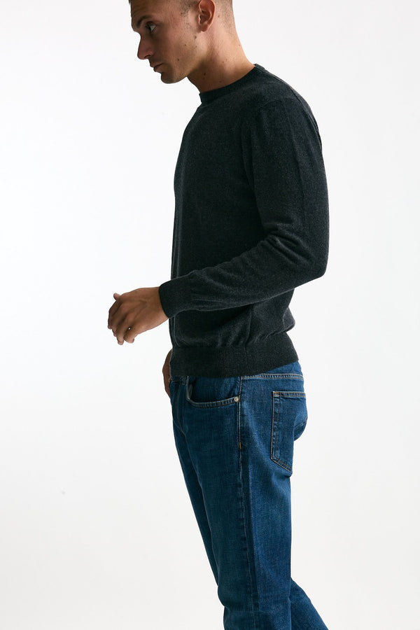 Maglia girocollo in cashmere grigio uomo ( p - s )