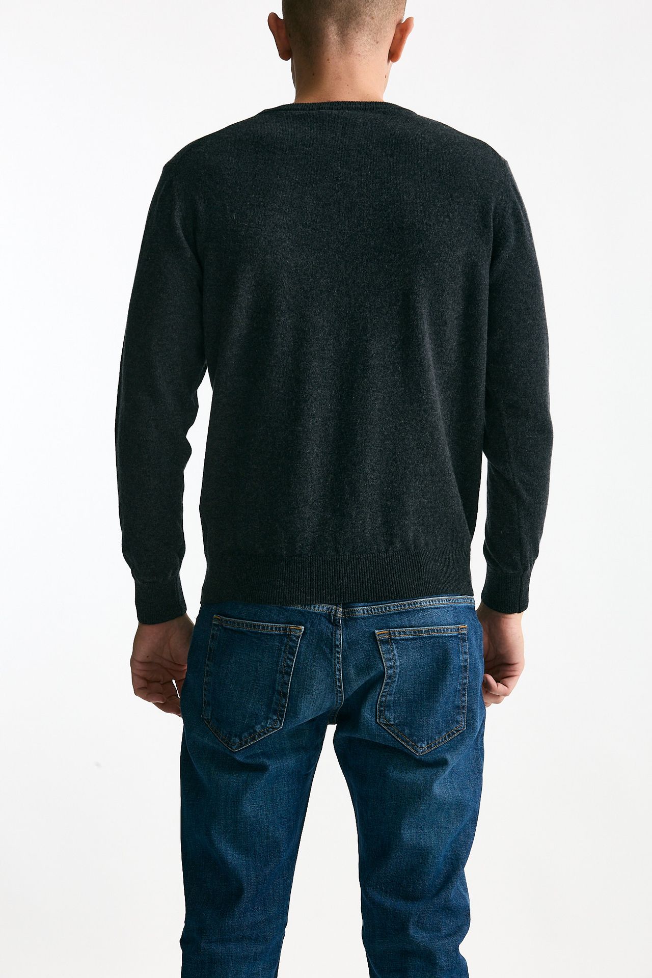 Maglia girocollo in cashmere grigio uomo ( p - s ) - 3
