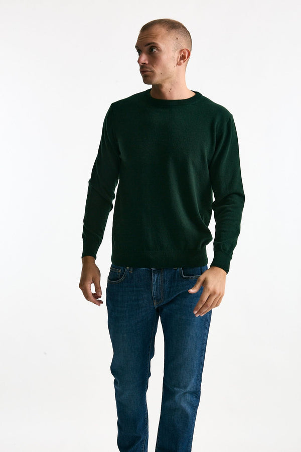 Maglia girocollo in cashmere verde uomo ( p - s )