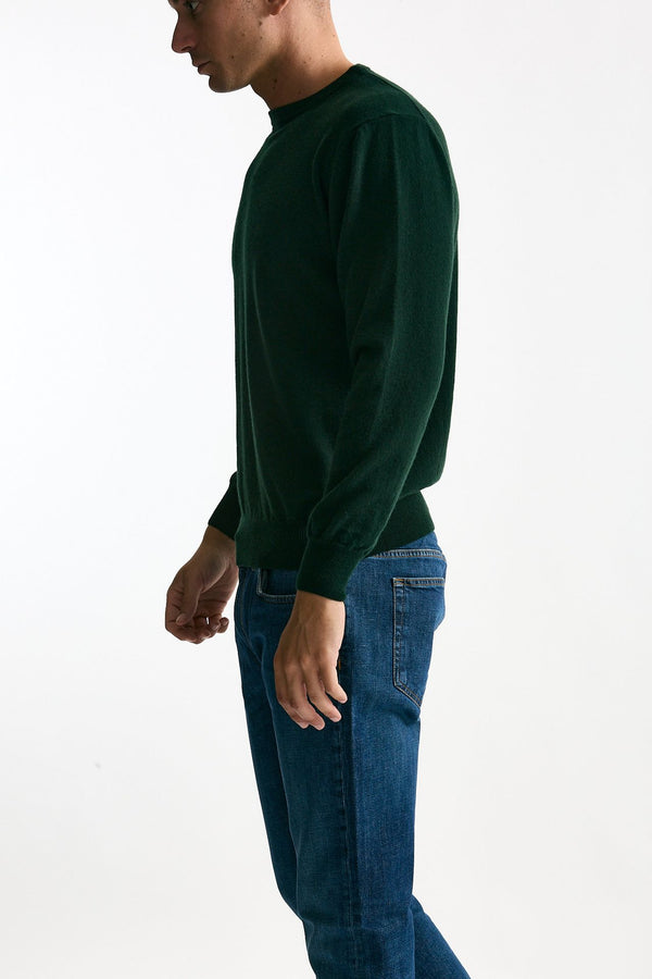 Maglia girocollo in cashmere verde uomo ( p - s )
