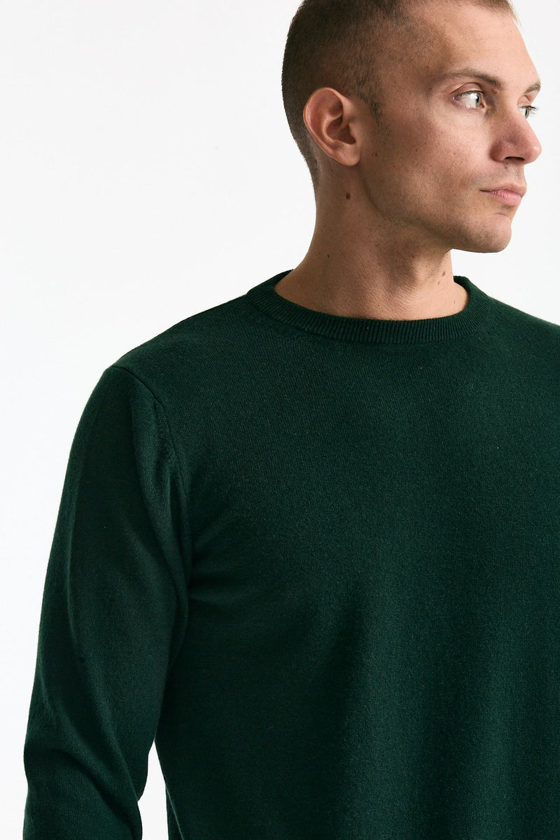 Maglia girocollo in cashmere verde uomo ( p - s ) - 5