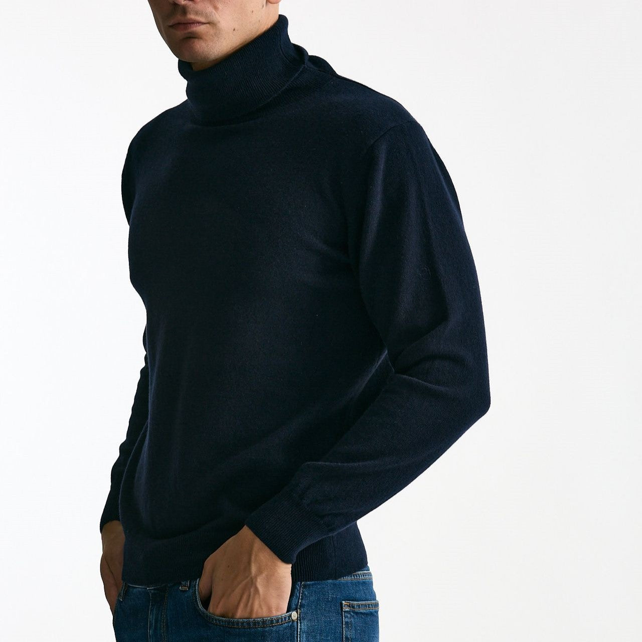 Dolcevita in cashmere blu uomo ( p - s ) - 6