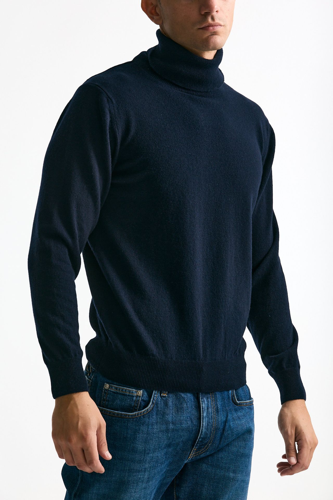 Dolcevita in cashmere blu uomo ( p - s ) - 4