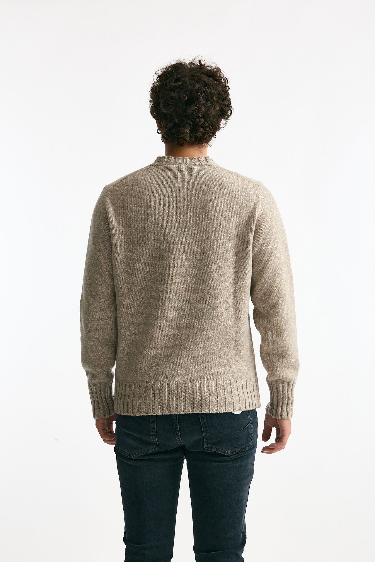 Maglia in cashmere moulinè beige/panna uomo ( p - s ) - 4
