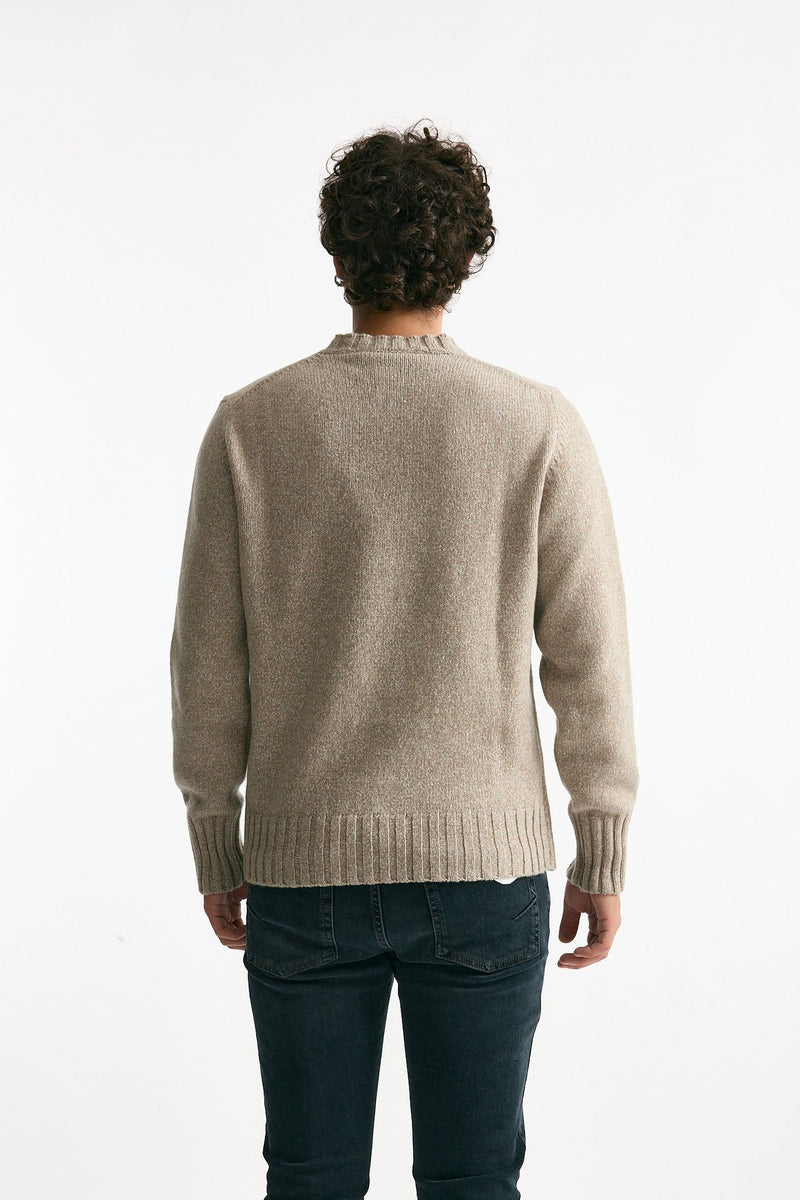 Maglia in cashmere moulinè beige/panna uomo ( p - s ) - 4