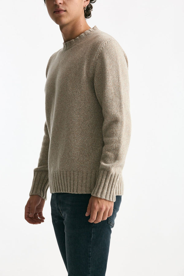 Maglia in cashmere moulinè beige/panna uomo ( p - s )