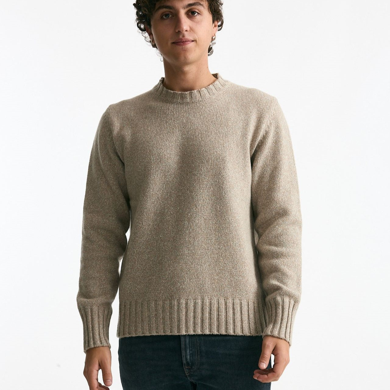 Maglia in cashmere moulinè beige/panna uomo ( p - s ) - 7