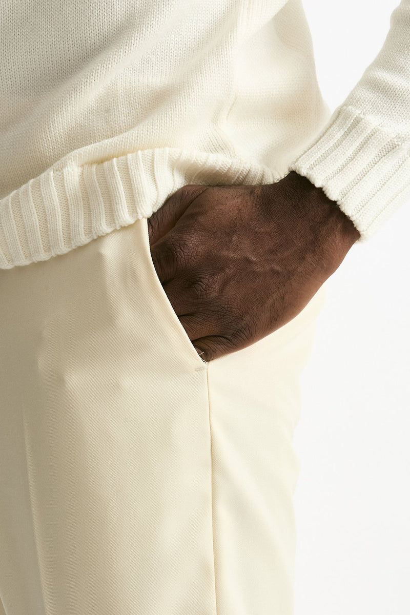 Pantalone EDGE-REBEL in lana ferma panna uomo Pt torino - 6