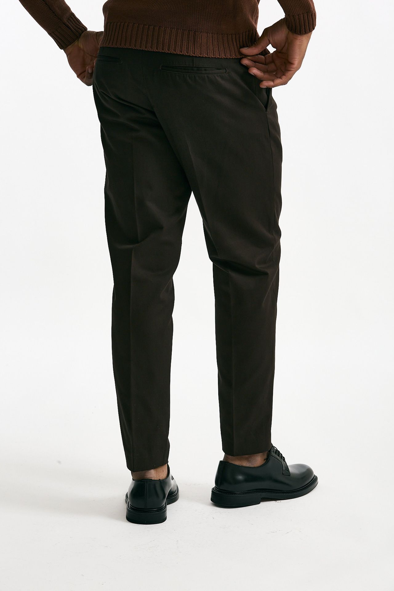 Pantalone EDGE-REBEL in cotone fermo marrone uomo Pt torino - 3