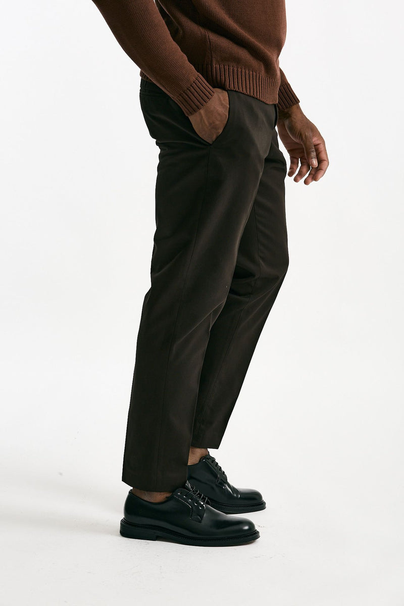 Pantalone EDGE-REBEL in cotone fermo marrone uomo Pt torino - 1