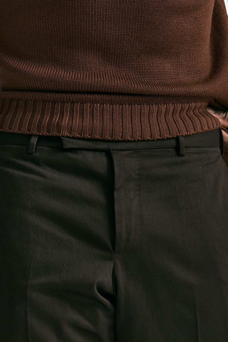 Pantalone EDGE-REBEL in cotone fermo marrone uomo Pt torino - 4