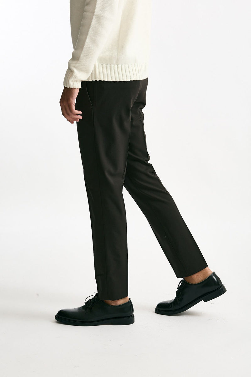 Pantalone EDGE- DIECI in lana stretch marrone uomo Pt torino - 2