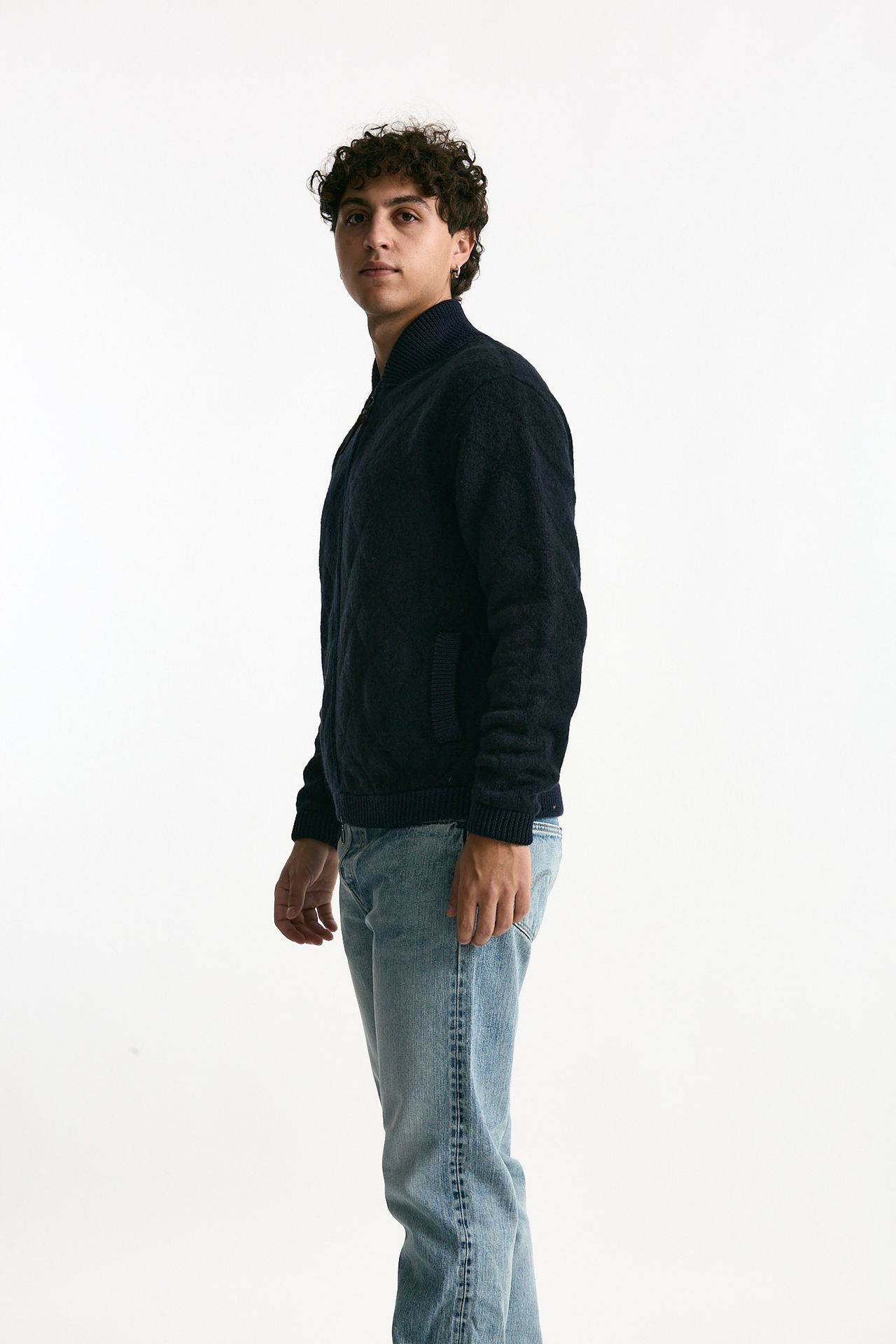 Bomber in lana e baby camel blu uomo Rakki - 1