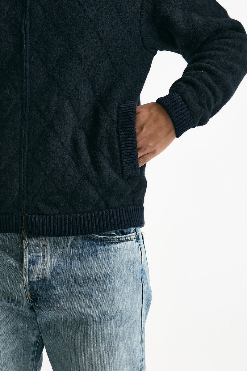 Bomber in lana e baby camel blu uomo Rakki - 6