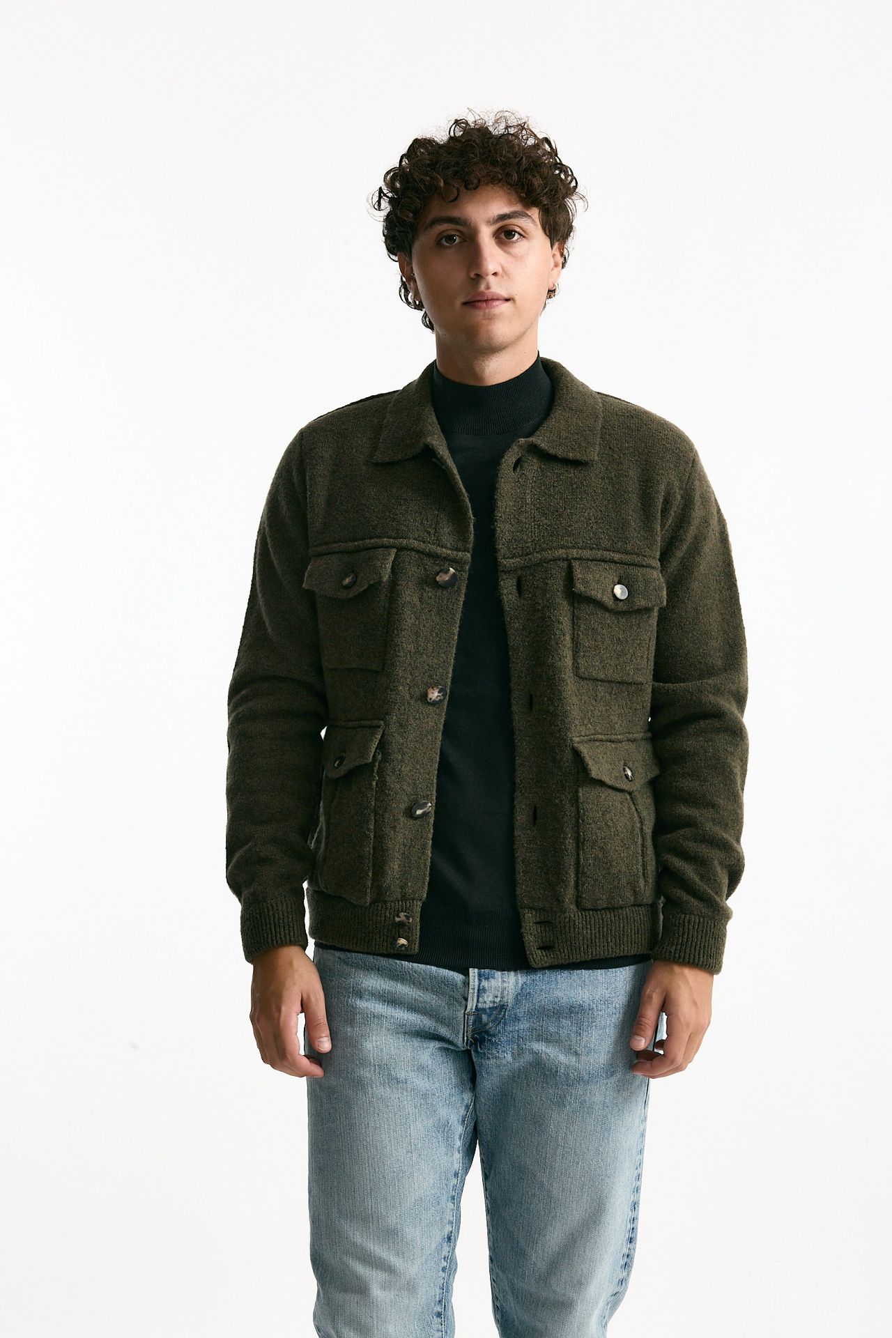 Maglia in lana verde militare uomo Rakki - 1