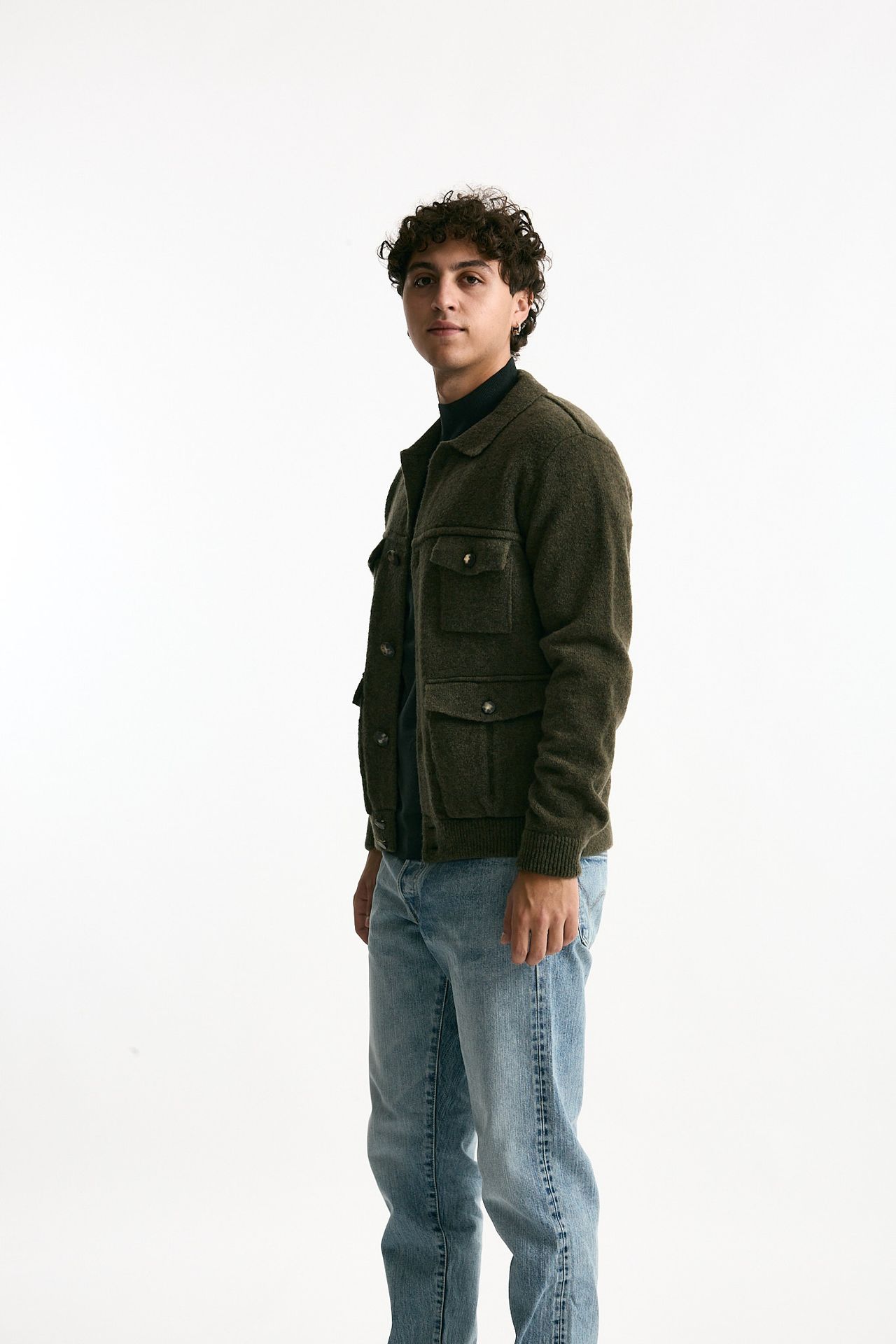 Maglia in lana verde militare uomo Rakki - 4