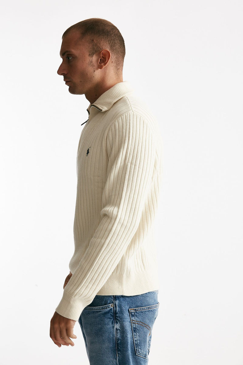 maglia mezza zip in lana e cotone bianco uomo Polo ralph lauren - 2