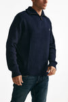 maglia mezza zip in lana e cotone blu uomo Polo ralph lauren - 4