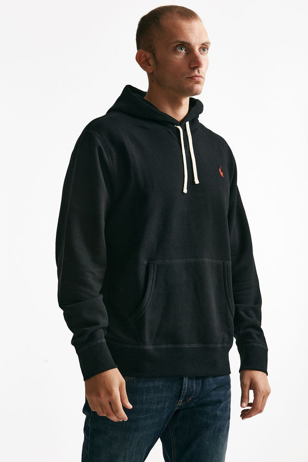 felpa con cappuccio in misto cotone nero uomo Polo ralph lauren