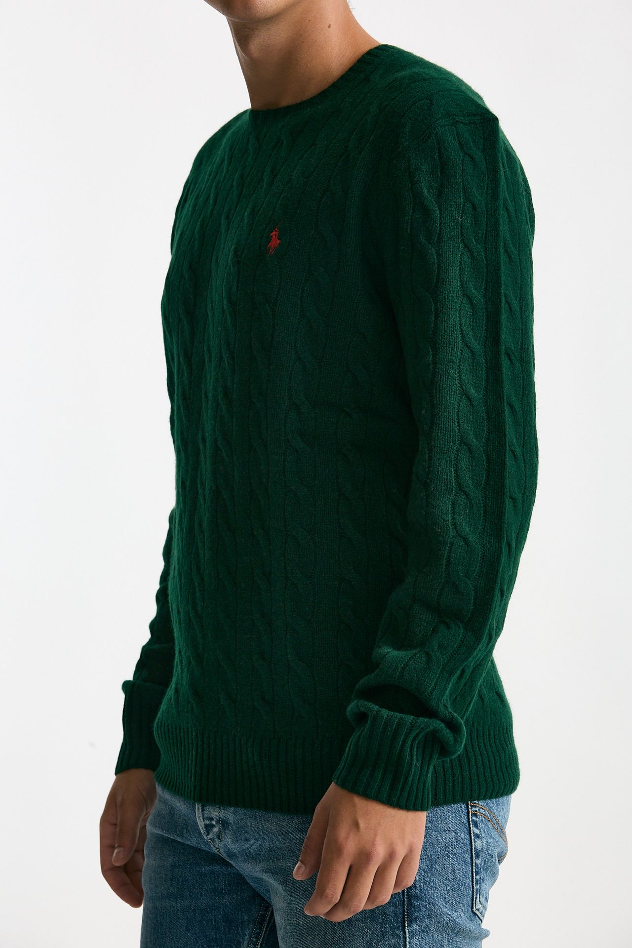 Maglia a trecce in lana e cashmere verdone uomo Polo ralph lauren - 4