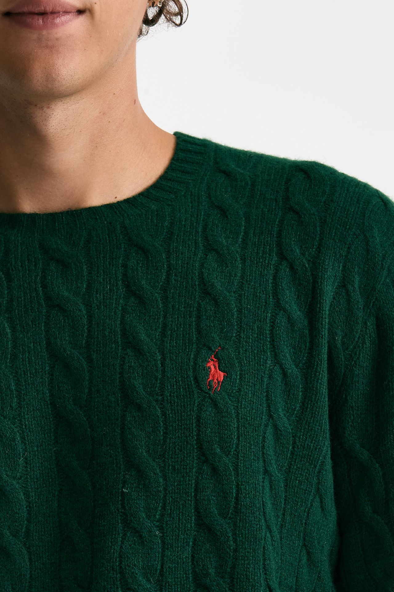 Maglia a trecce in lana e cashmere verdone uomo Polo ralph lauren - 5