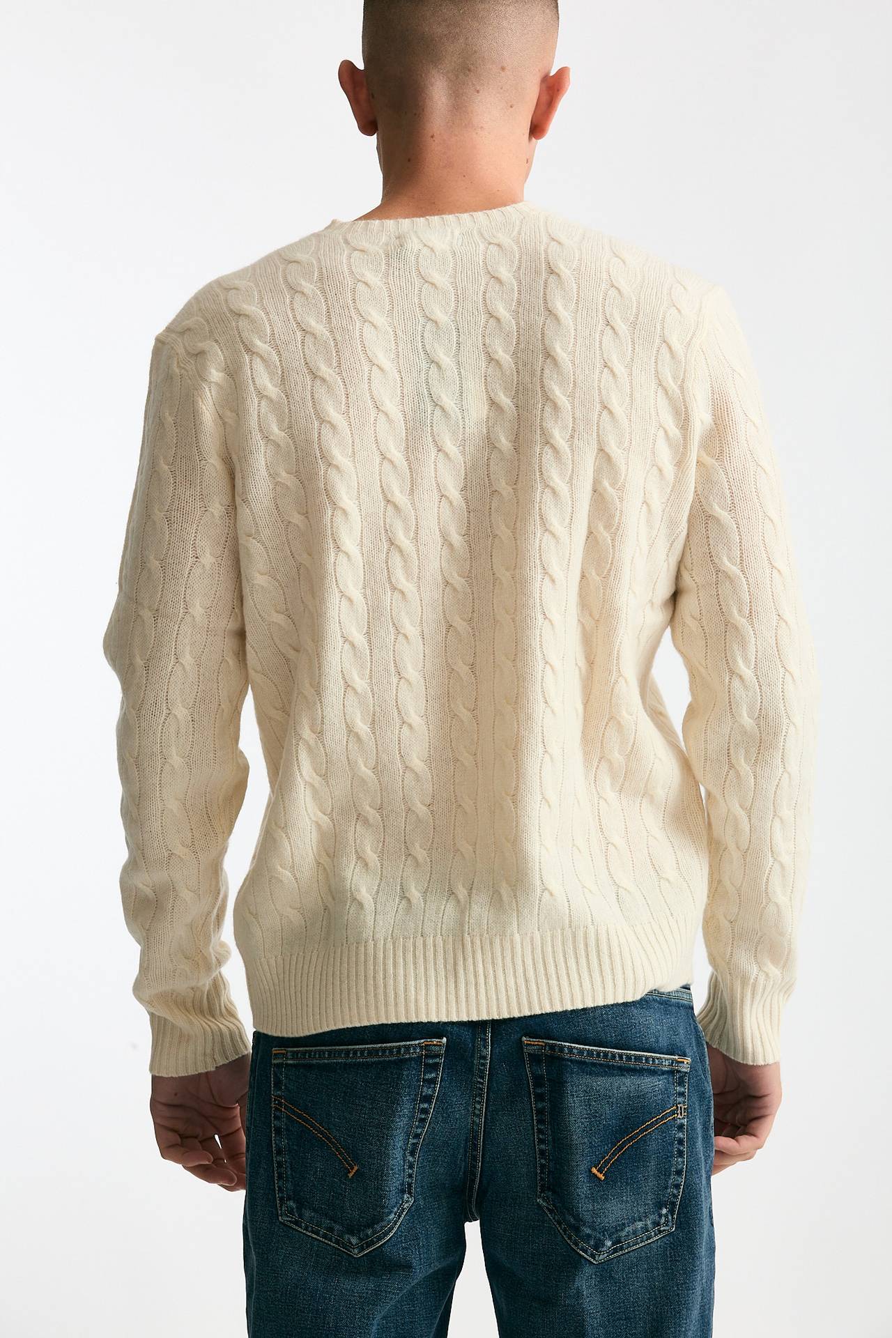 Maglia in lana a trecce lana/cashmere panna uomo Polo ralph lauren - 3