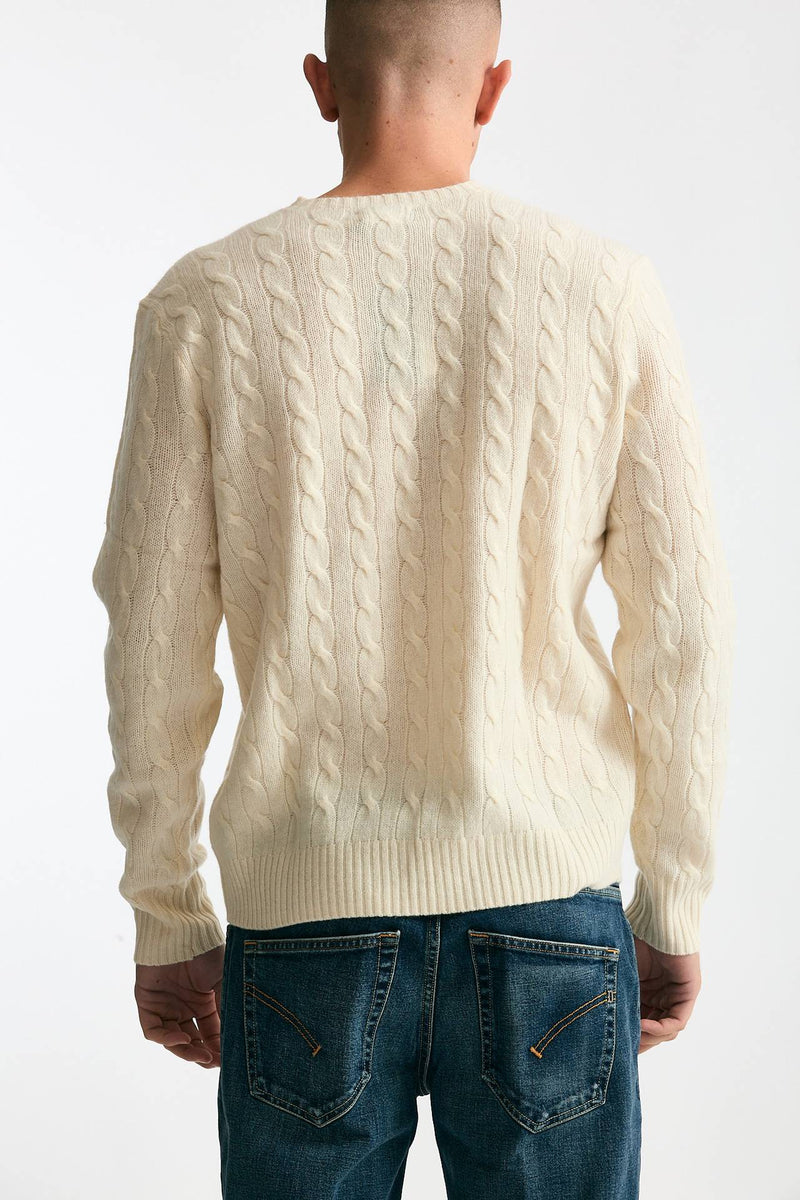 Maglia in lana a trecce lana/cashmere panna uomo Polo ralph lauren - 3