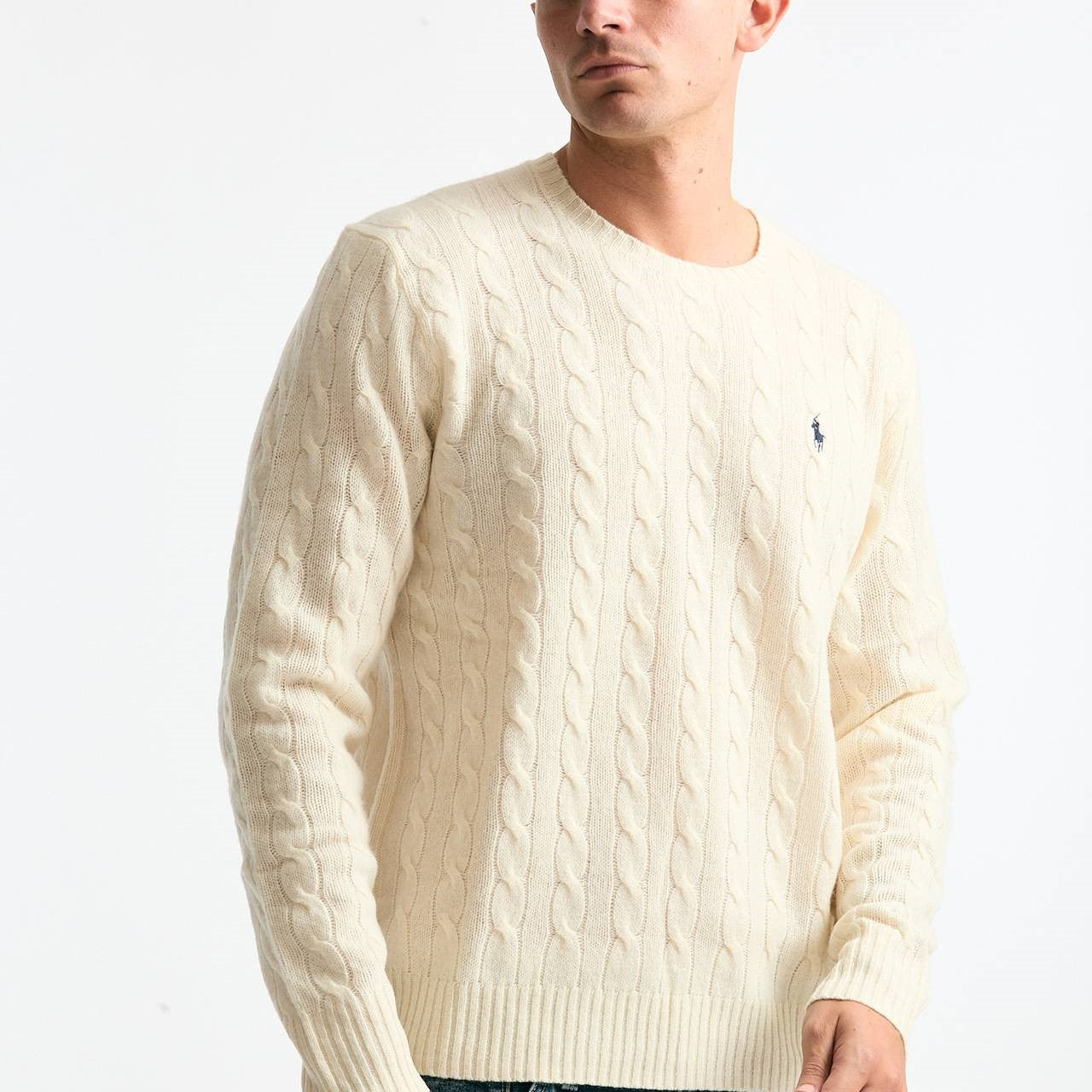 Maglia in lana a trecce lana/cashmere panna uomo Polo ralph lauren - 6