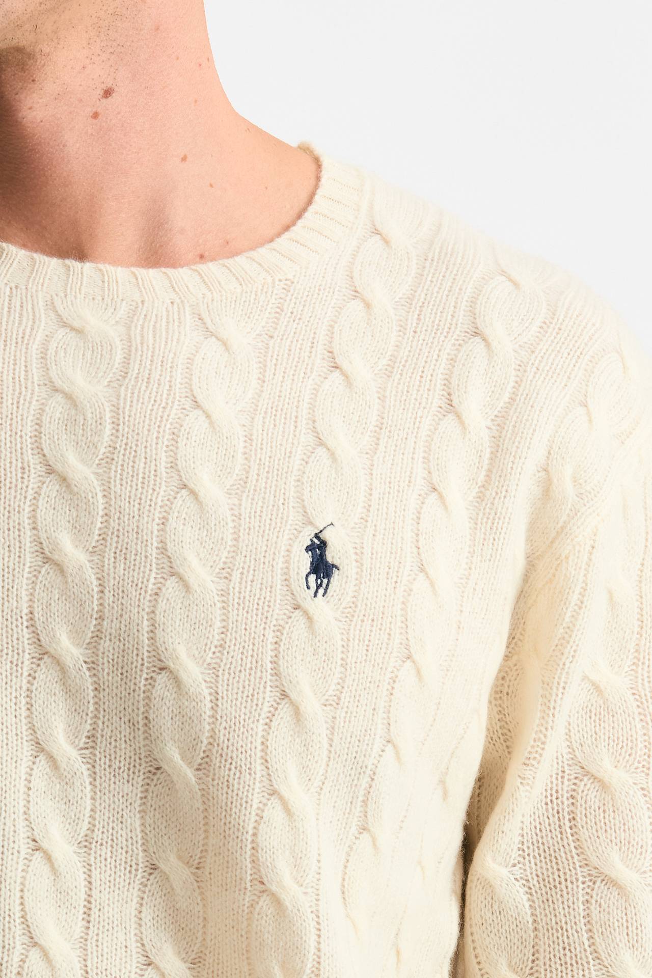 Maglia in lana a trecce lana/cashmere panna uomo Polo ralph lauren - 5