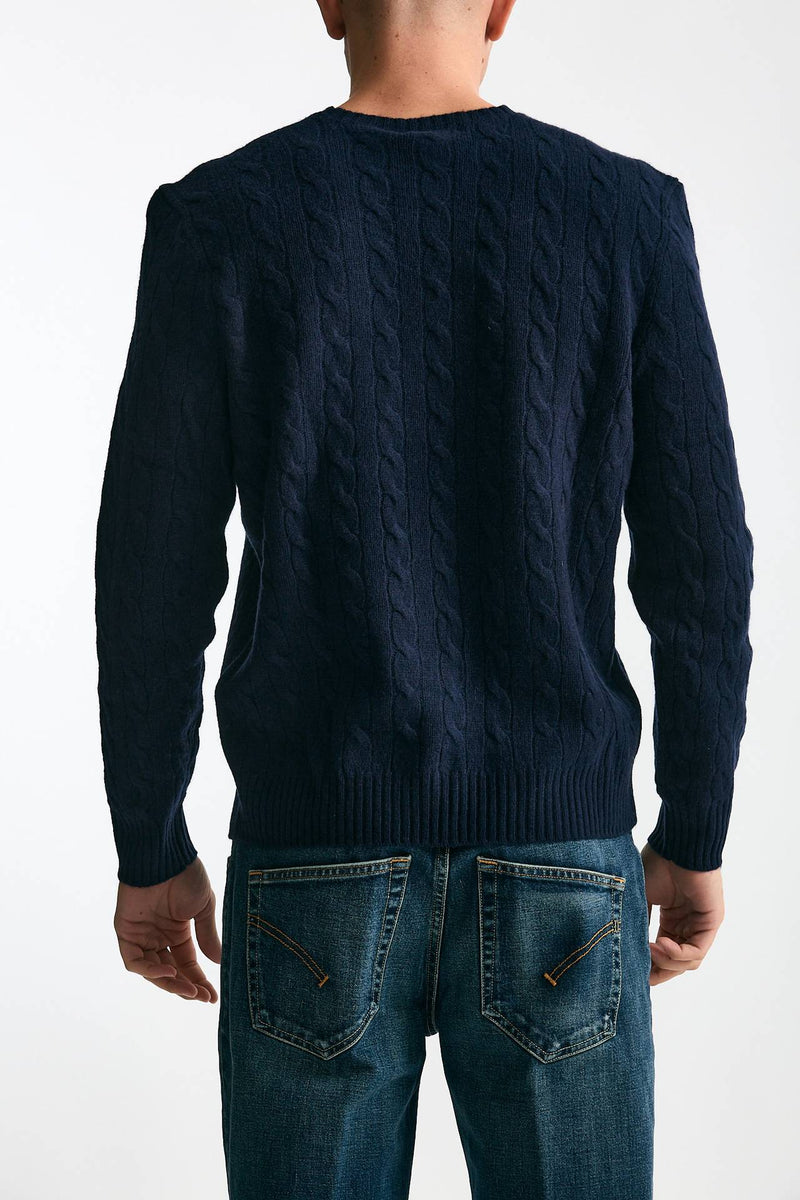 Maglia in lana a trecce lana/cashmere blu uomo Polo ralph lauren - 3