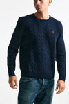 Maglia in lana a trecce lana/cashmere blu uomo Polo ralph lauren - 4
