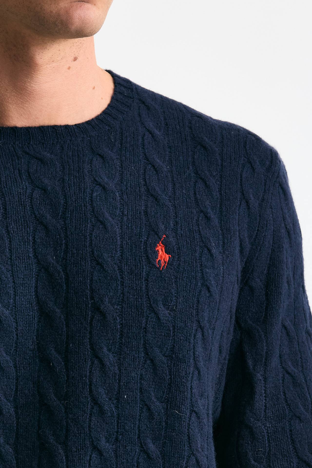 Maglia in lana a trecce lana/cashmere blu uomo Polo ralph lauren - 5