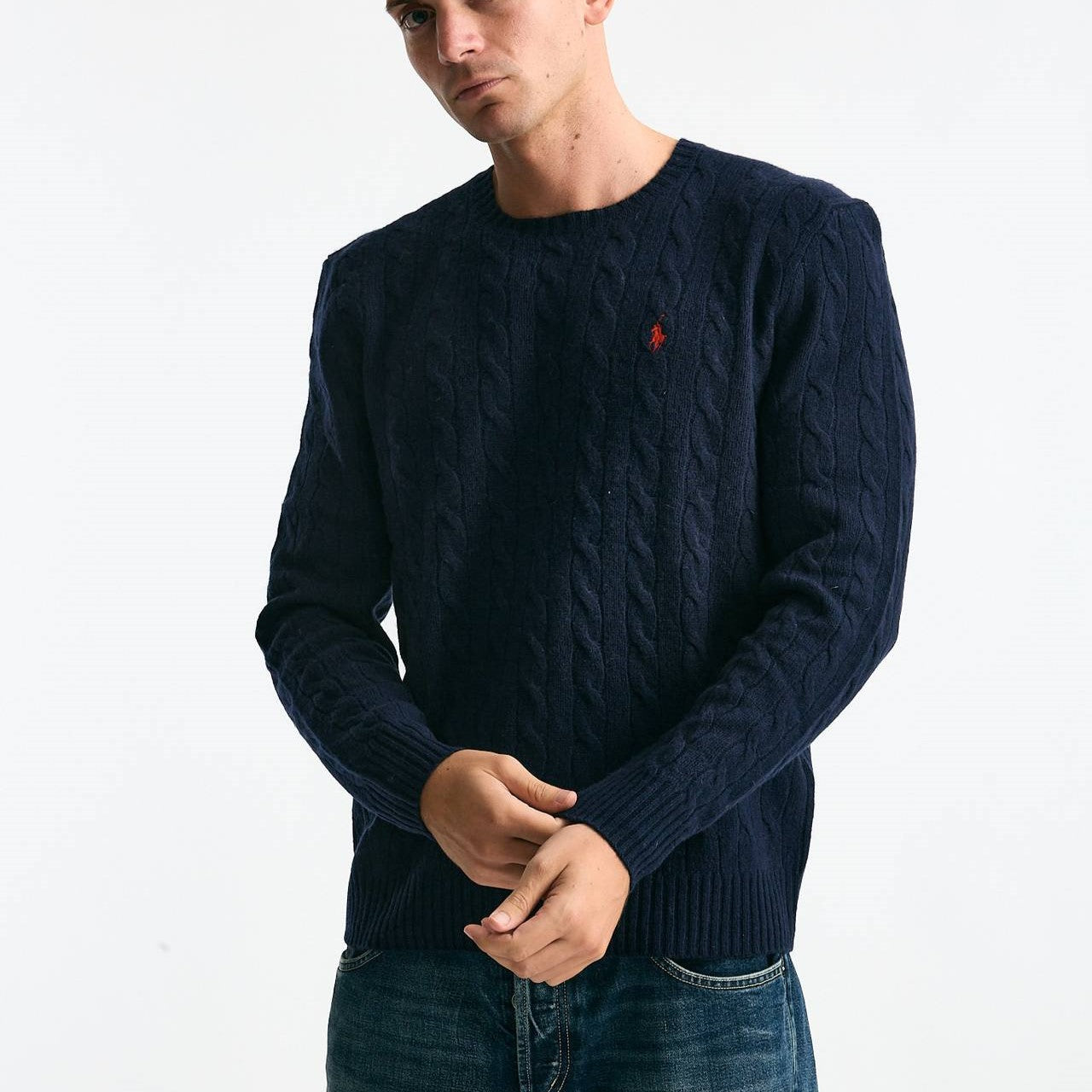 Maglia in lana a trecce lana/cashmere blu uomo Polo ralph lauren - 6