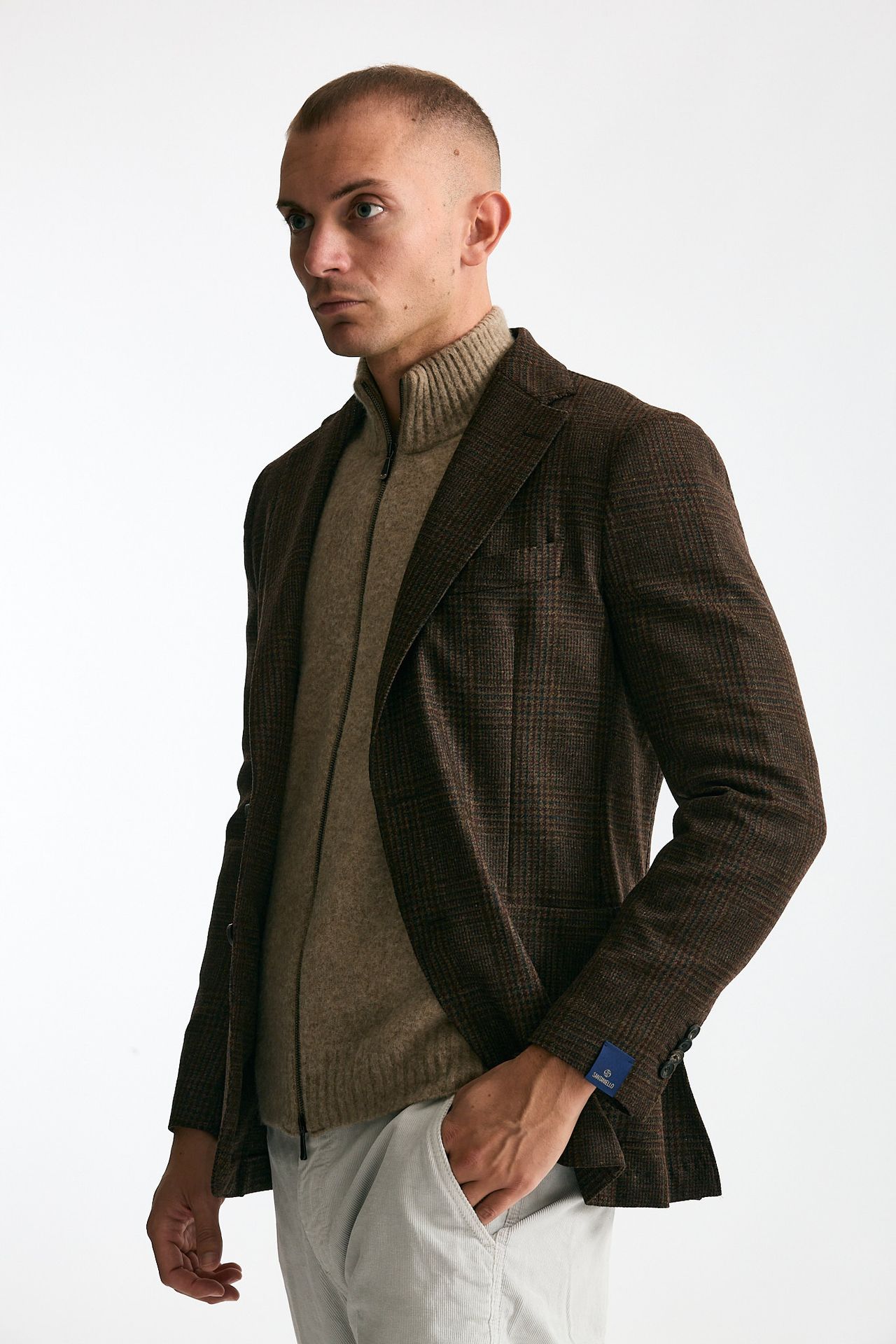 Giacca monopetto Galles marrone uomo Santaniello - 2