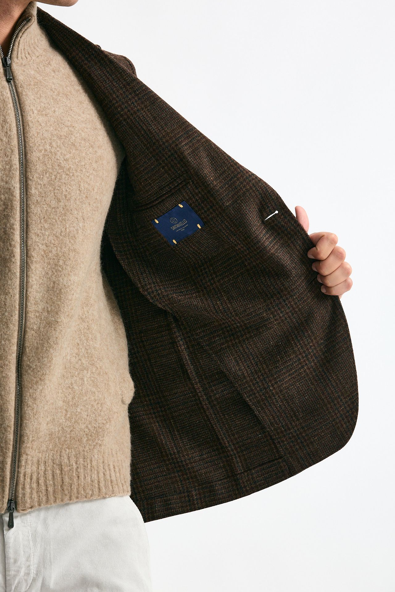 Giacca monopetto Galles marrone uomo Santaniello - 5