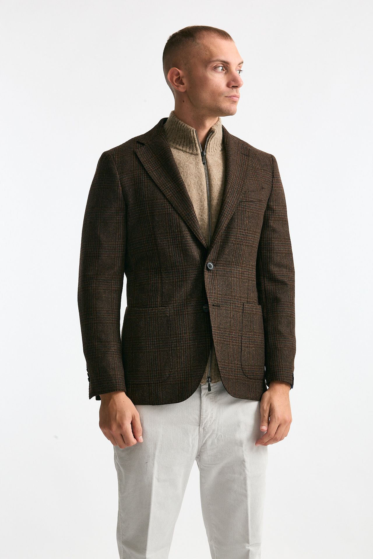 Giacca monopetto Galles marrone uomo Santaniello - 7