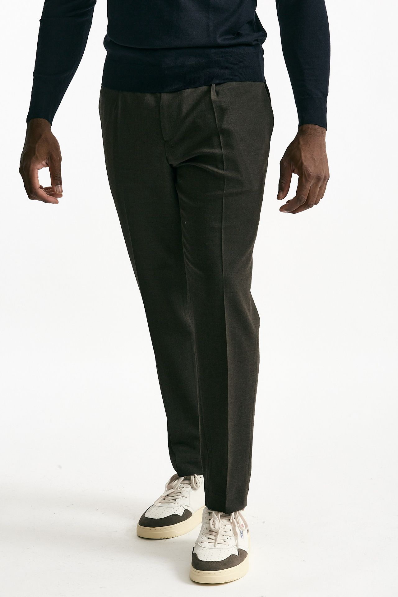 Pantalone in misto lana stretch marrone uomo Santaniello - 2