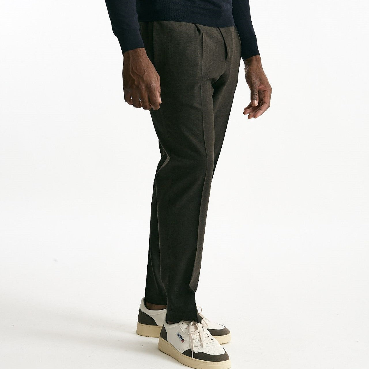 Pantalone in misto lana stretch marrone uomo Santaniello - 8