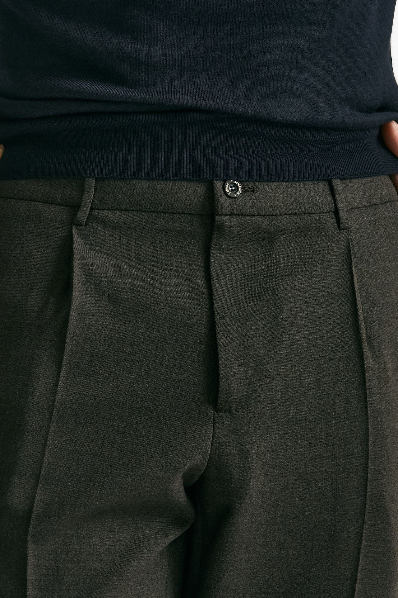 Pantalone in misto lana stretch marrone uomo Santaniello - 5