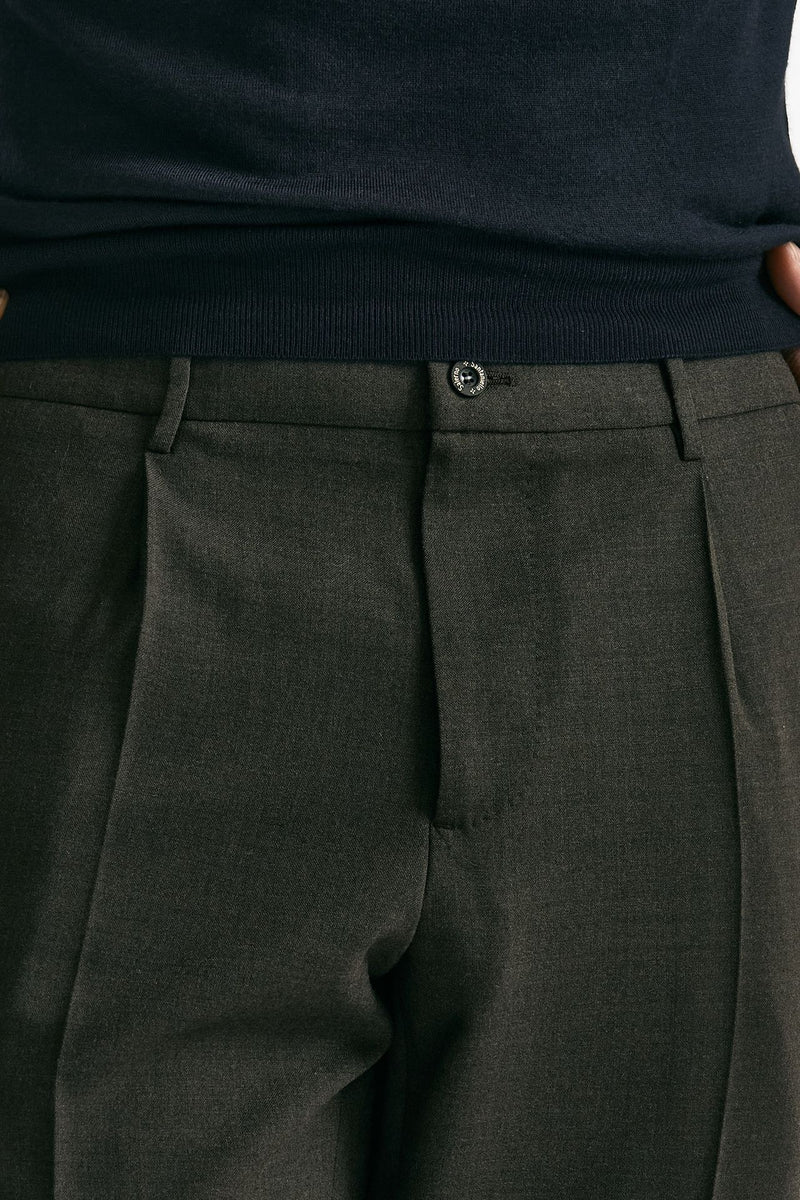 Pantalone in misto lana stretch marrone uomo Santaniello - 5