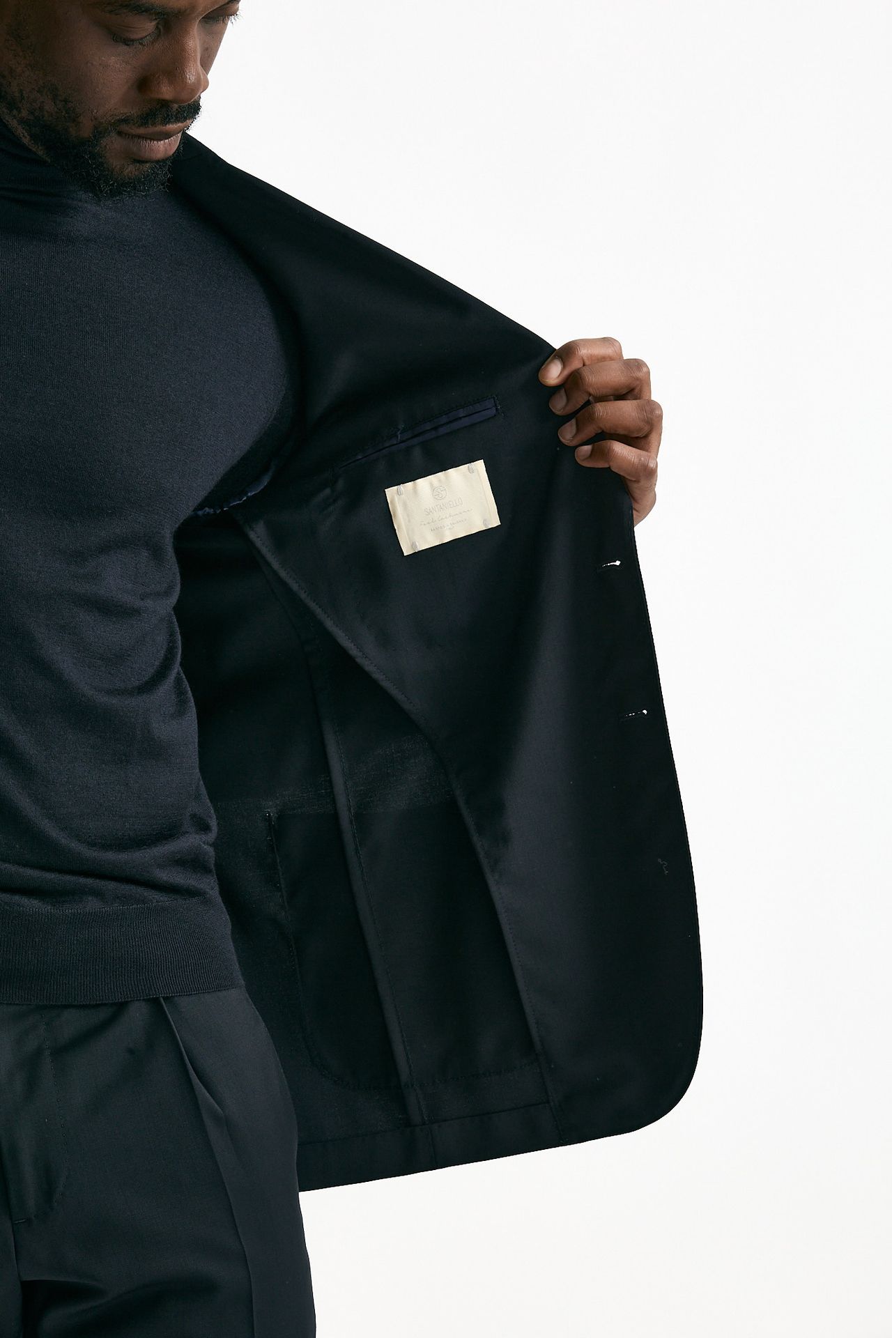 Abito monopetto lana e cashmere blu uomo Santaniello - 7